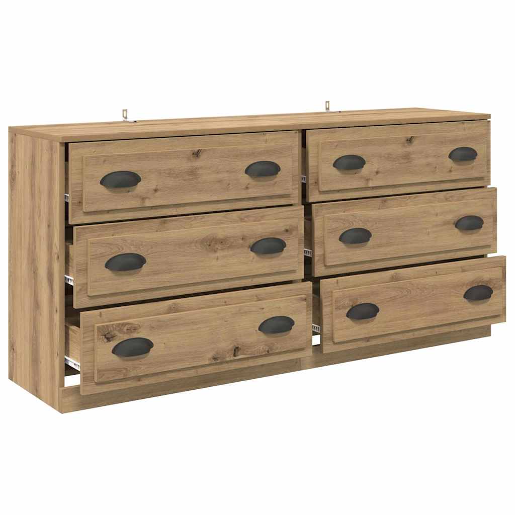 Dressoirs 2 pcs Artisan Eiken 70 x 35,5 x 67,5 cm Bewerkt hout is nu te koop bij PeponiXL, paradijselijk wonen!