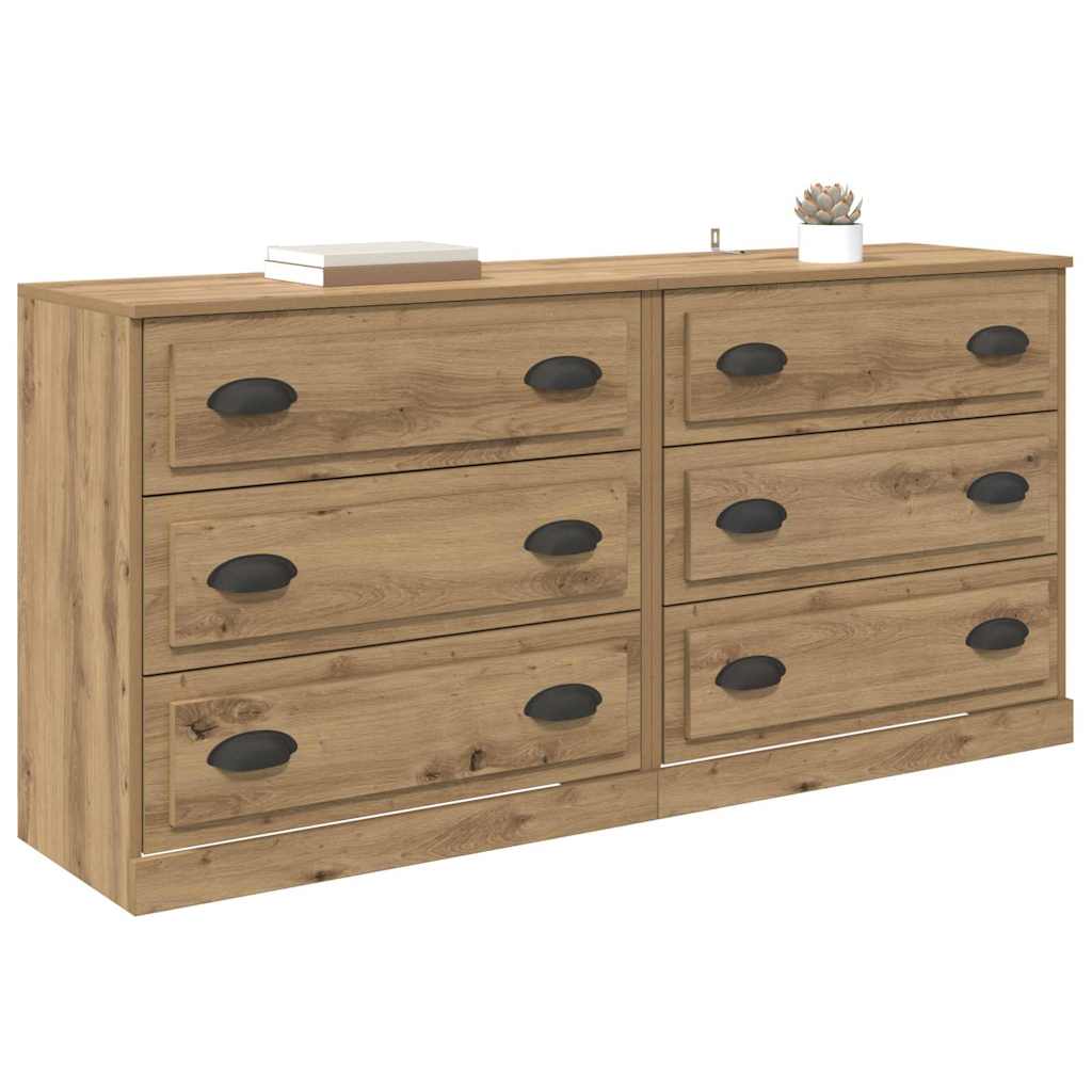 Dressoirs 2 pcs Artisan Eiken 70 x 35,5 x 67,5 cm Bewerkt hout is nu te koop bij PeponiXL, paradijselijk wonen!