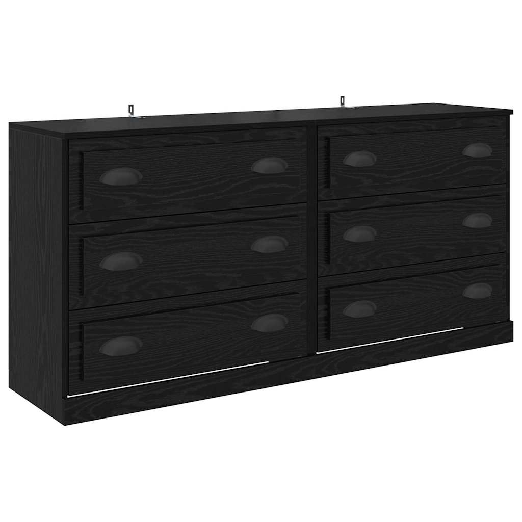 Dressoirs 2 pcs Zwart Eiken 70 x 35,5 x 67,5 cm Bewerkt hout is nu te koop bij PeponiXL, paradijselijk wonen!