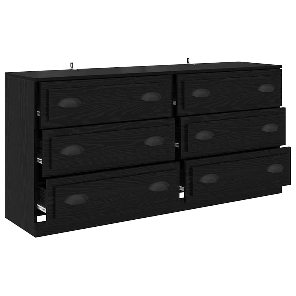 Dressoirs 2 pcs Zwart Eiken 70 x 35,5 x 67,5 cm Bewerkt hout is nu te koop bij PeponiXL, paradijselijk wonen!