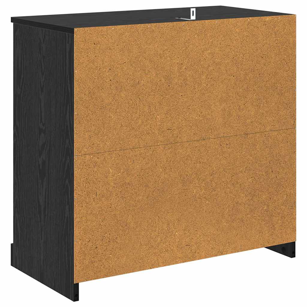 Dressoirs 2 pcs Zwart Eiken 70 x 35,5 x 67,5 cm Bewerkt hout is nu te koop bij PeponiXL, paradijselijk wonen!