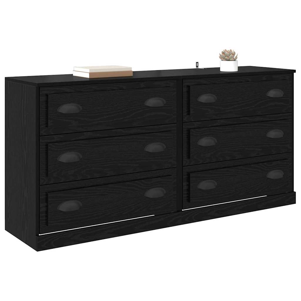 Dressoirs 2 pcs Zwart Eiken 70 x 35,5 x 67,5 cm Bewerkt hout is nu te koop bij PeponiXL, paradijselijk wonen!