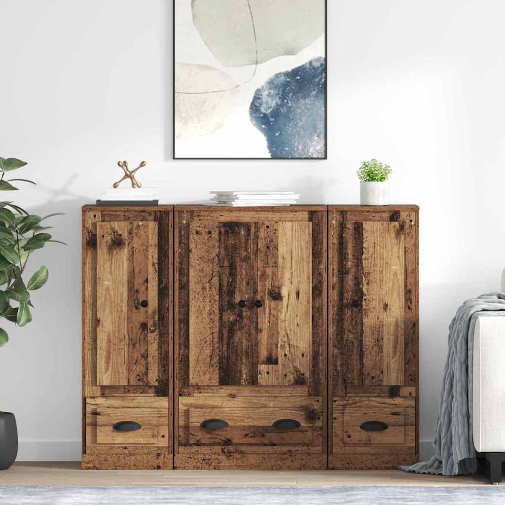Hoge kast met lade 3 pcs Oud Hout Bewerkt hout is nu te koop bij PeponiXL, paradijselijk wonen!