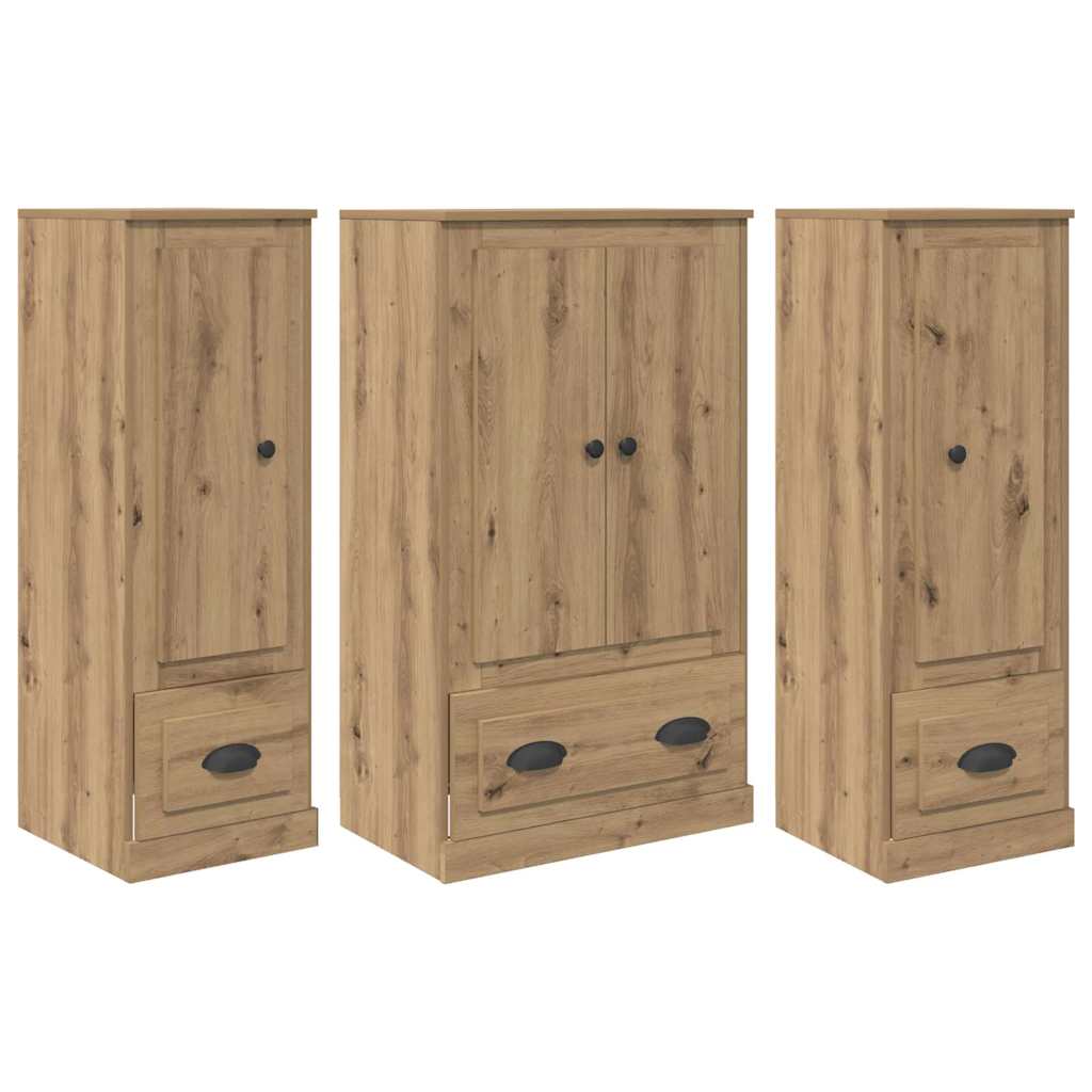 Hoge kast met lade 3 pcs Artisan Eiken Bewerkt hout is nu te koop bij PeponiXL, paradijselijk wonen!