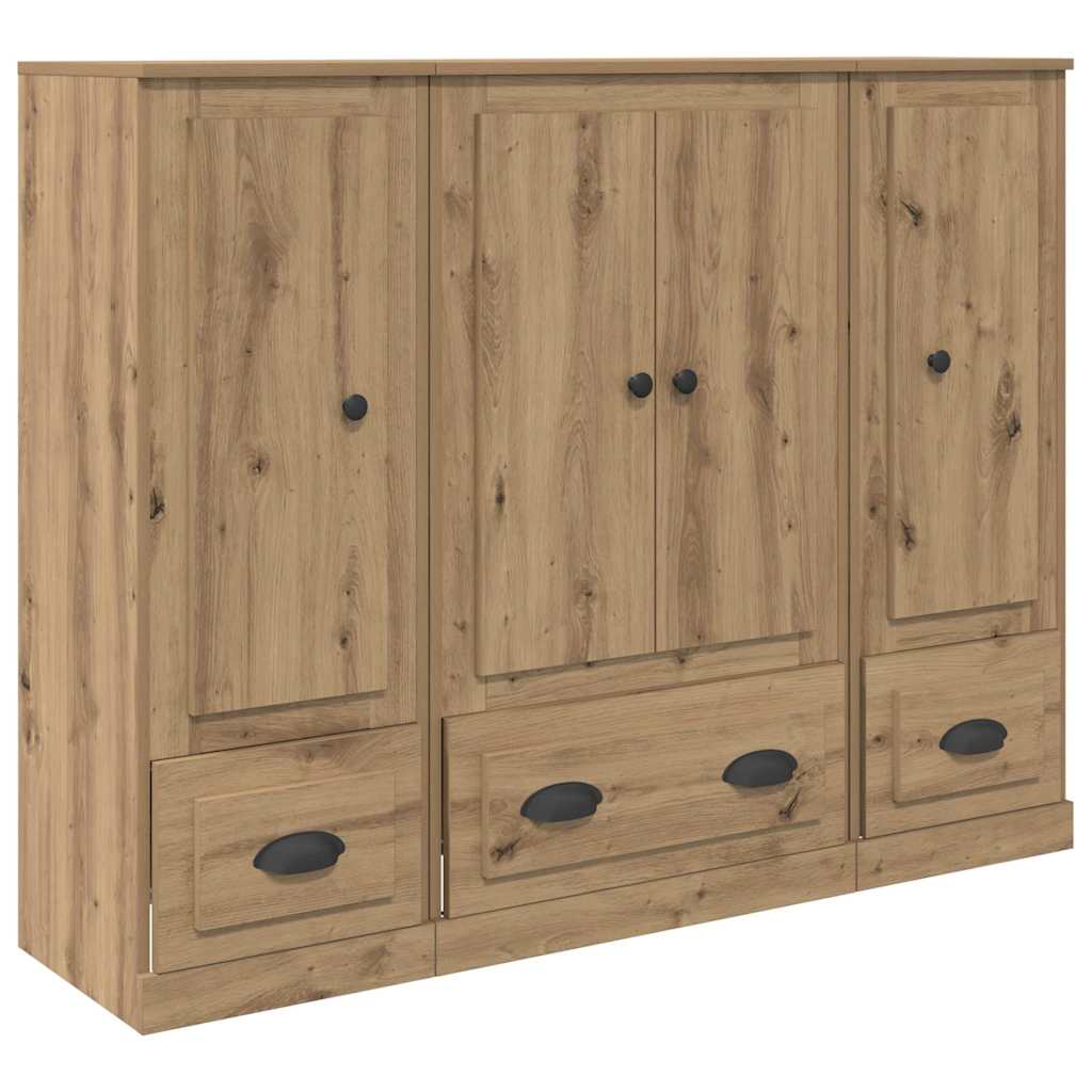 Hoge kast met lade 3 pcs Artisan Eiken Bewerkt hout is nu te koop bij PeponiXL, paradijselijk wonen!