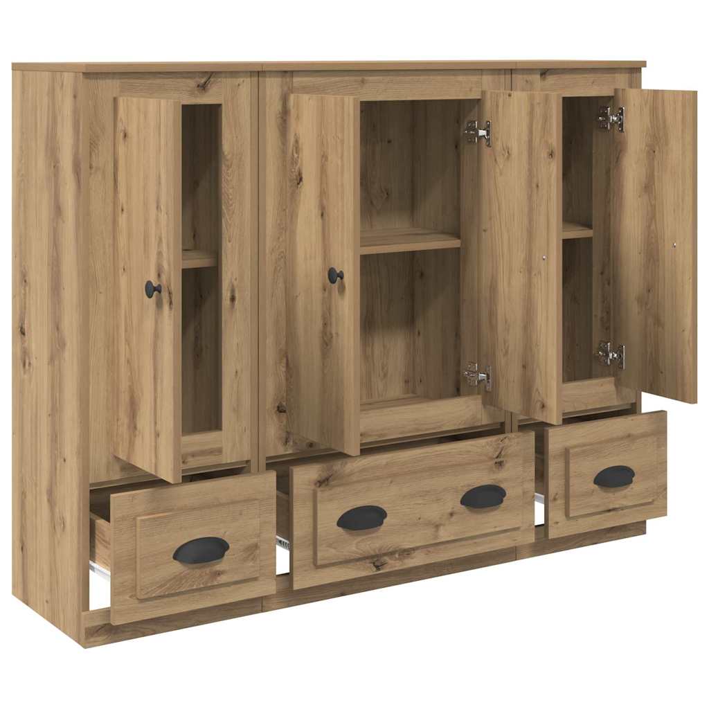 Hoge kast met lade 3 pcs Artisan Eiken Bewerkt hout is nu te koop bij PeponiXL, paradijselijk wonen!