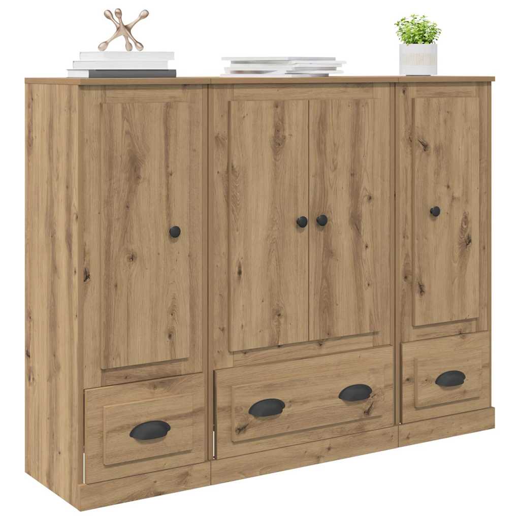 Hoge kast met lade 3 pcs Artisan Eiken Bewerkt hout is nu te koop bij PeponiXL, paradijselijk wonen!