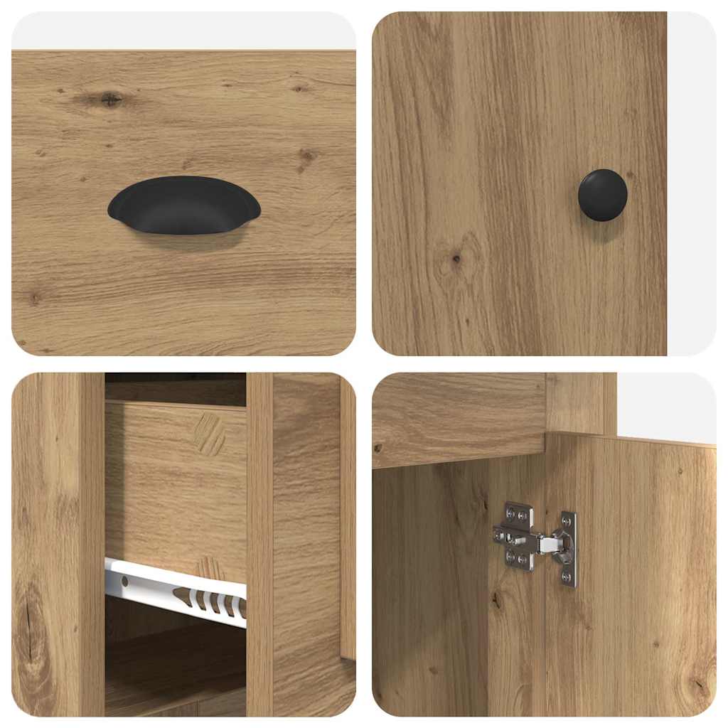Bureau met kast Artisan Eiken 154,5 x 50 x 75 cm Bewerkt hout is nu te koop bij PeponiXL, paradijselijk wonen!