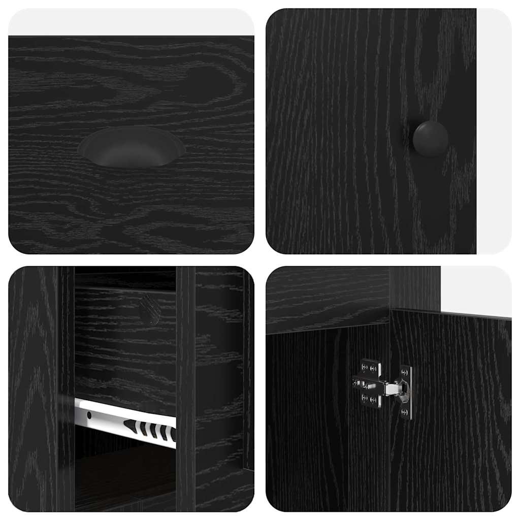 Bureau met kast Zwart Eiken 154,5 x 50 x 75 cm Bewerkt hout is nu te koop bij PeponiXL, paradijselijk wonen!