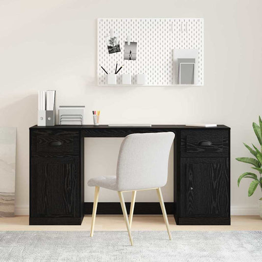Bureau met kast Zwart Eiken 154,5 x 50 x 75 cm Bewerkt hout is nu te koop bij PeponiXL, paradijselijk wonen!