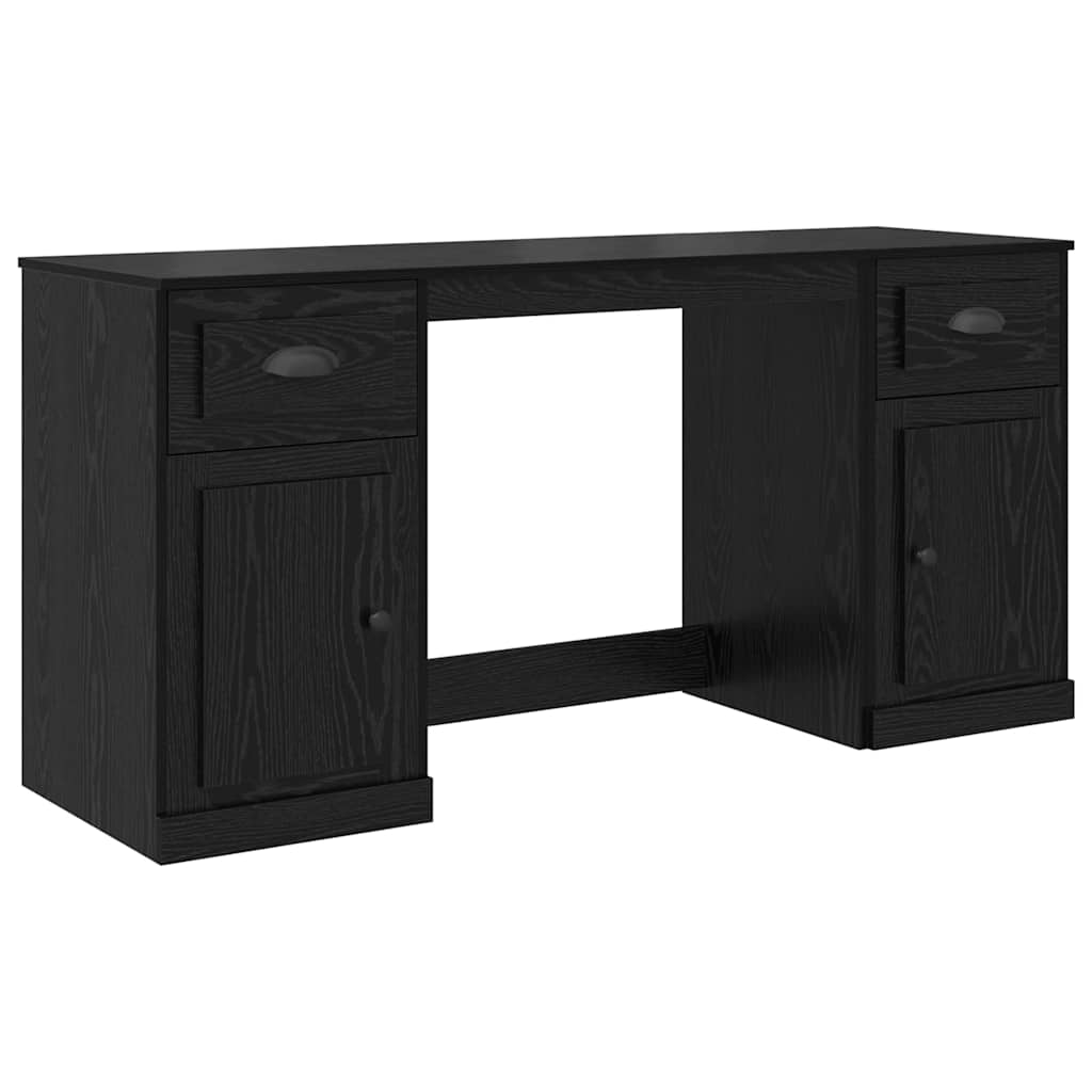 Bureau met kast Zwart Eiken 154,5 x 50 x 75 cm Bewerkt hout is nu te koop bij PeponiXL, paradijselijk wonen!