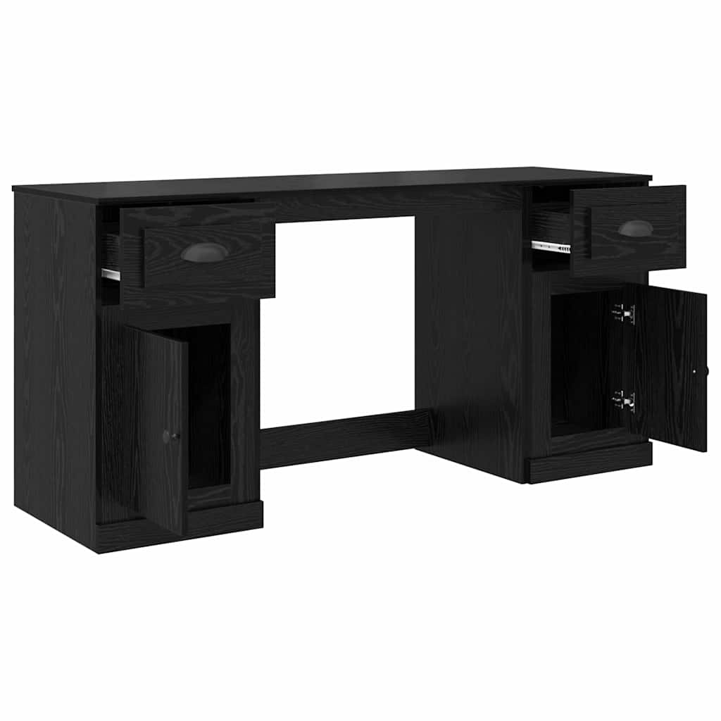 Bureau met kast Zwart Eiken 154,5 x 50 x 75 cm Bewerkt hout is nu te koop bij PeponiXL, paradijselijk wonen!