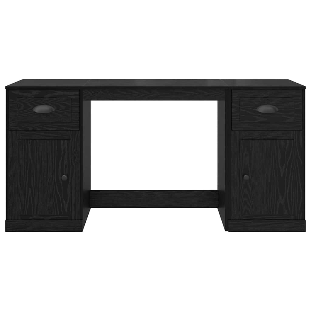 Bureau met kast Zwart Eiken 154,5 x 50 x 75 cm Bewerkt hout is nu te koop bij PeponiXL, paradijselijk wonen!