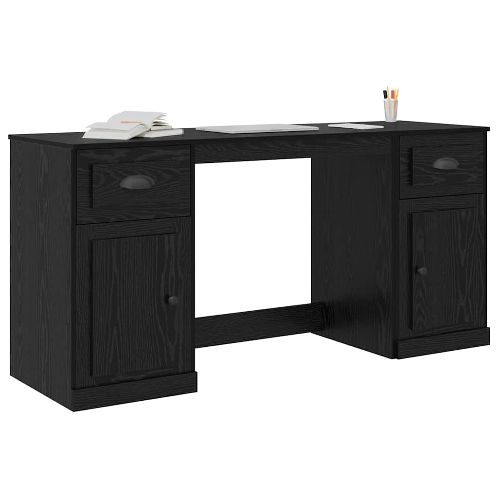Bureau met kast Zwart Eiken 154,5 x 50 x 75 cm Bewerkt hout is nu te koop bij PeponiXL, paradijselijk wonen!