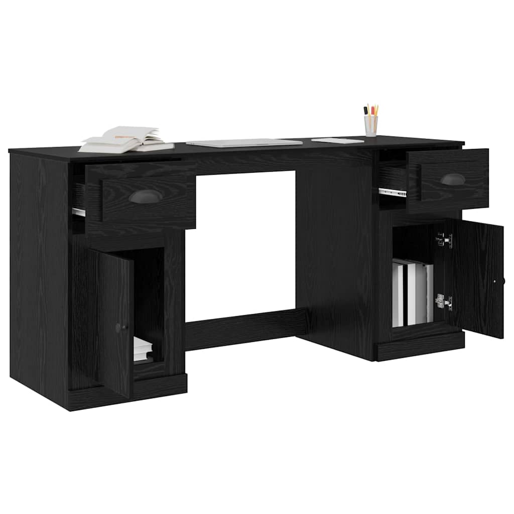 Bureau met kast Zwart Eiken 154,5 x 50 x 75 cm Bewerkt hout is nu te koop bij PeponiXL, paradijselijk wonen!