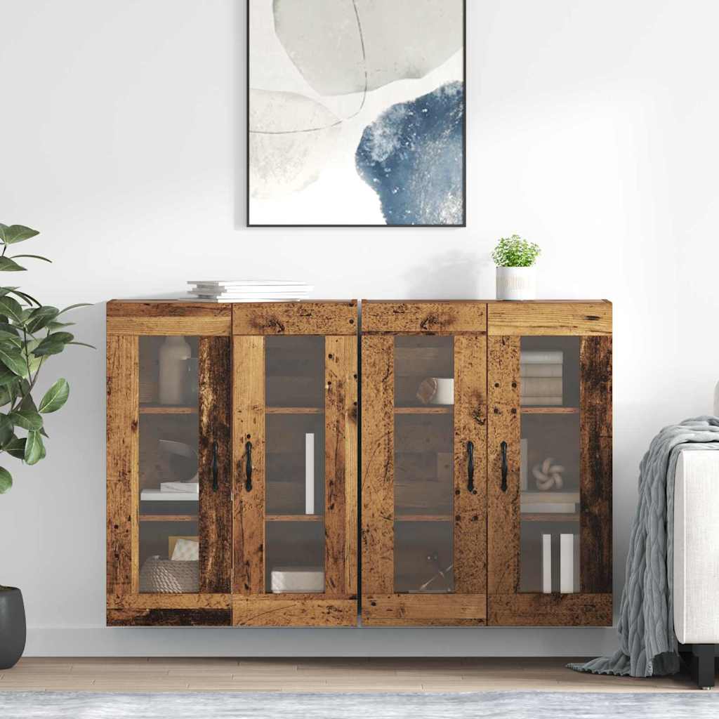 Wandkasten 2 pcs Oud Hout 69,5 x 34 x 90 cm Bewerkt hout is nu te koop bij PeponiXL, paradijselijk wonen!
