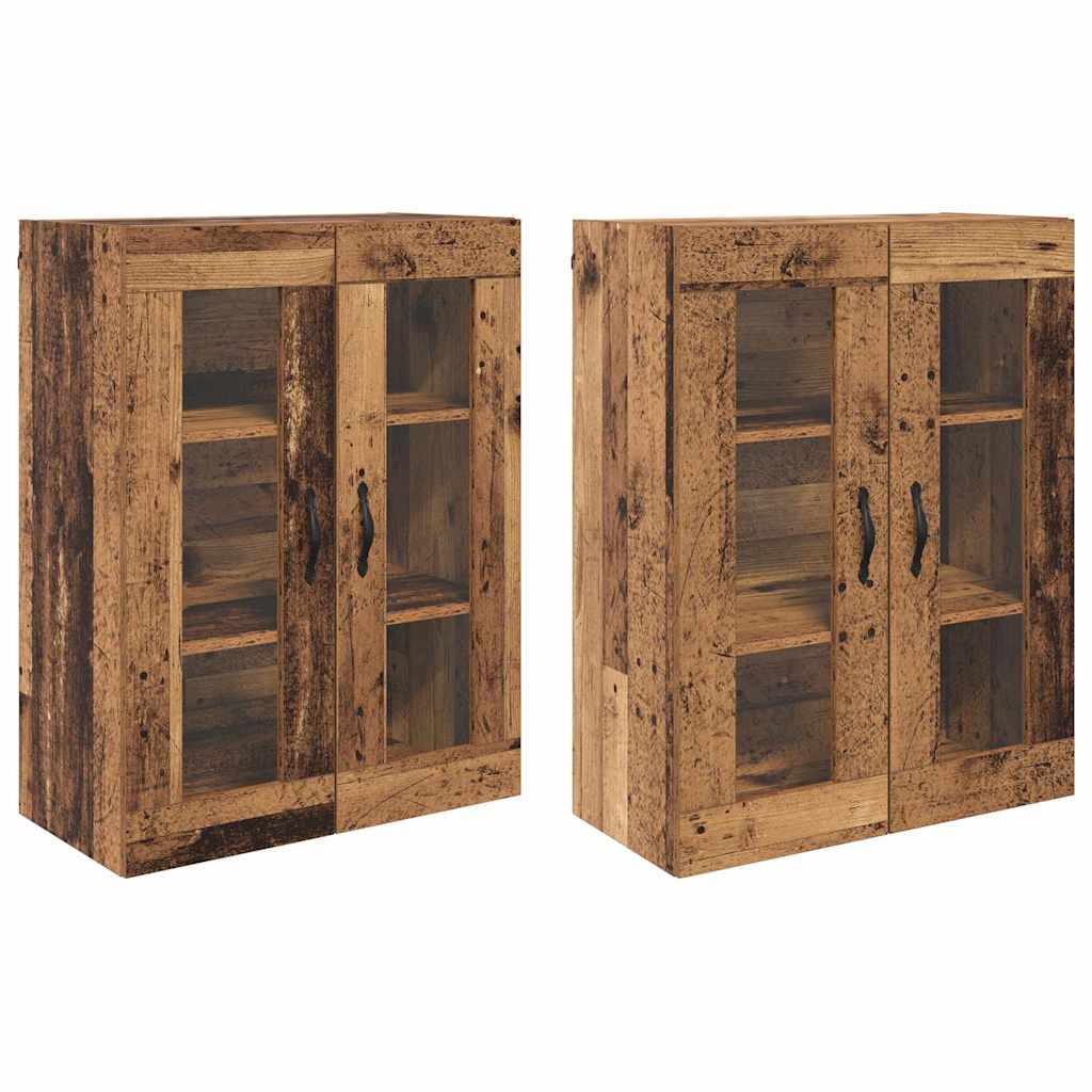Wandkasten 2 pcs Oud Hout 69,5 x 34 x 90 cm Bewerkt hout is nu te koop bij PeponiXL, paradijselijk wonen!