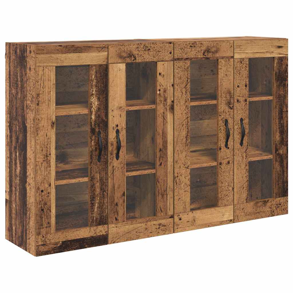Wandkasten 2 pcs Oud Hout 69,5 x 34 x 90 cm Bewerkt hout is nu te koop bij PeponiXL, paradijselijk wonen!