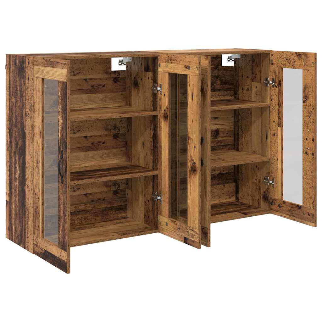 Wandkasten 2 pcs Oud Hout 69,5 x 34 x 90 cm Bewerkt hout is nu te koop bij PeponiXL, paradijselijk wonen!