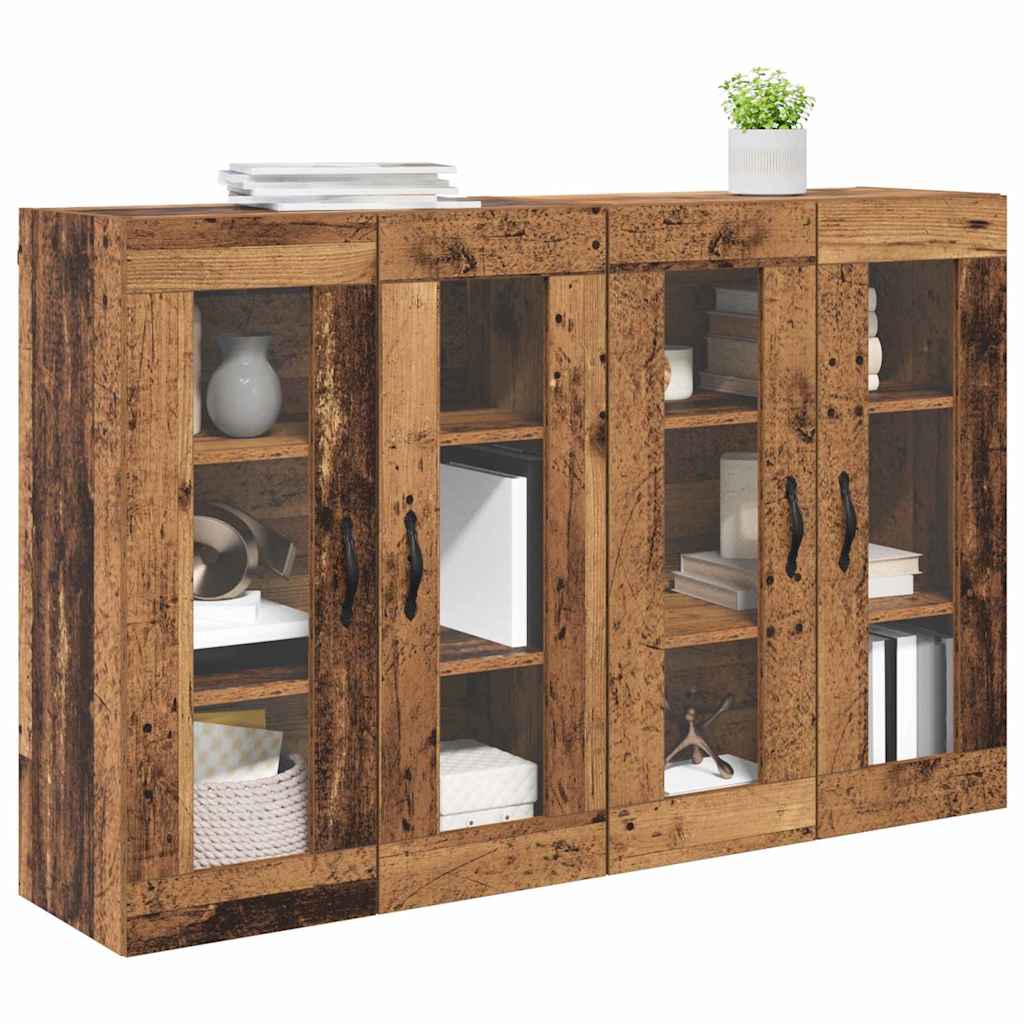 Wandkasten 2 pcs Oud Hout 69,5 x 34 x 90 cm Bewerkt hout is nu te koop bij PeponiXL, paradijselijk wonen!