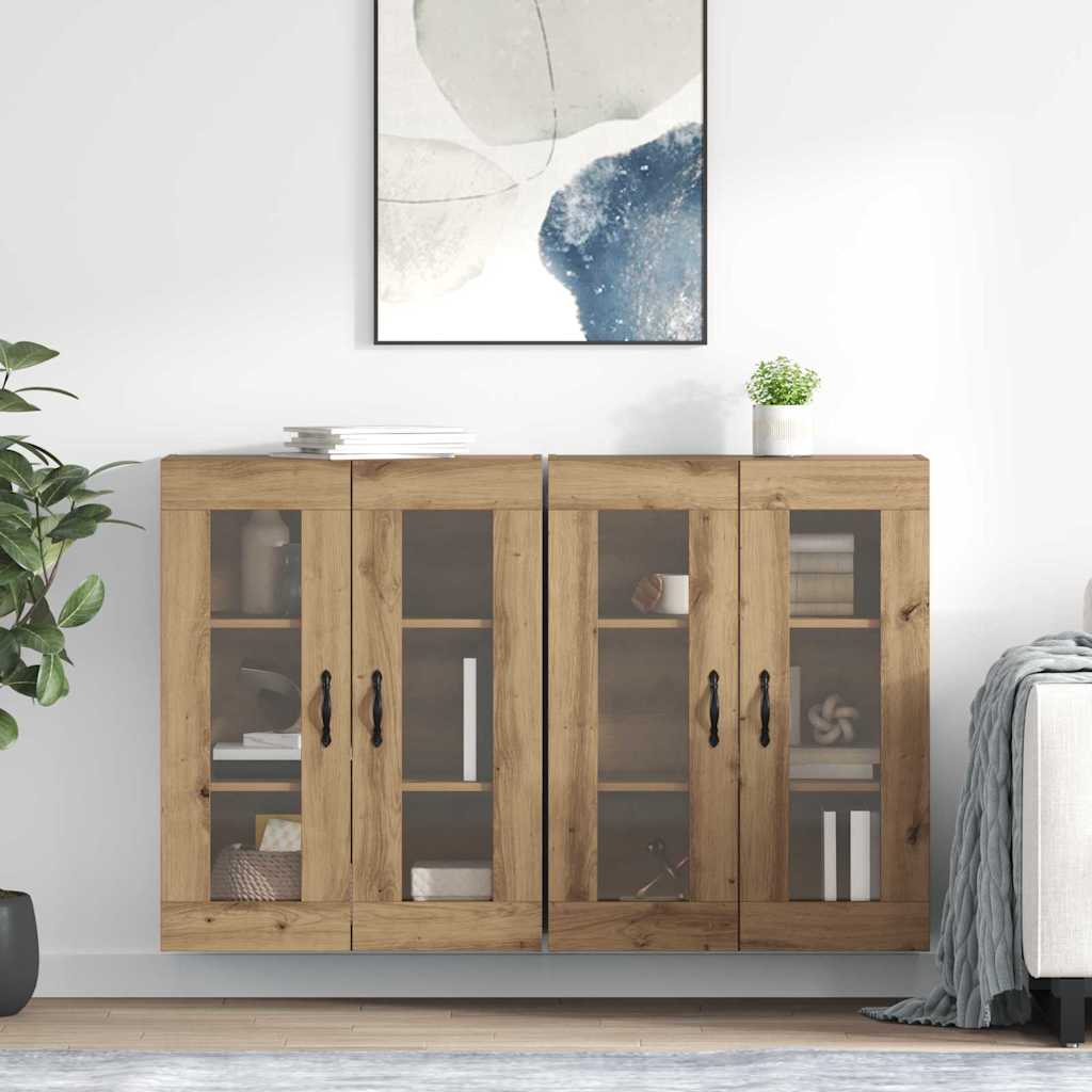 Wandkasten 2 pcs Artisan Eiken 69,5 x 34 x 90 cm Bewerkt hout is nu te koop bij PeponiXL, paradijselijk wonen!