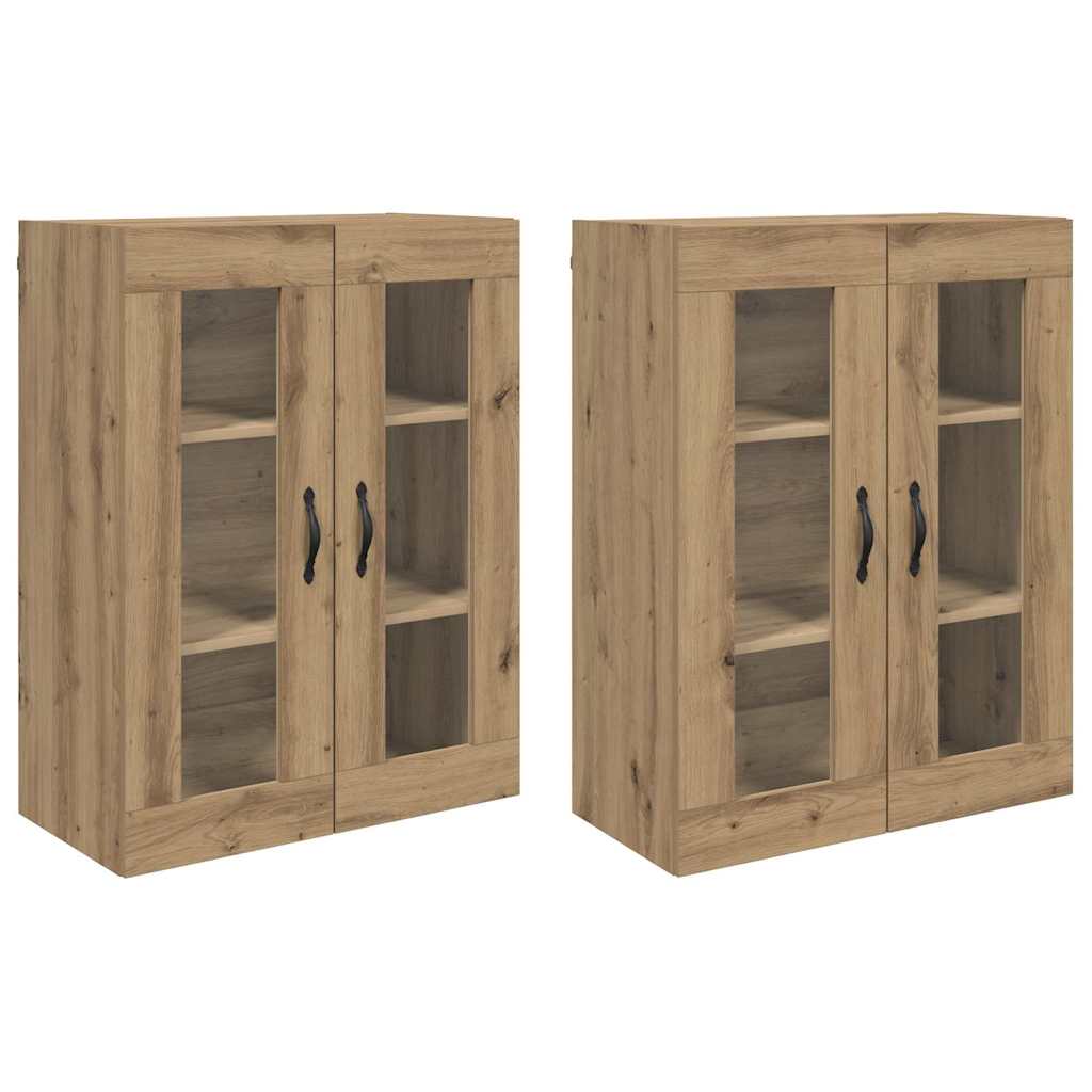 Wandkasten 2 pcs Artisan Eiken 69,5 x 34 x 90 cm Bewerkt hout is nu te koop bij PeponiXL, paradijselijk wonen!
