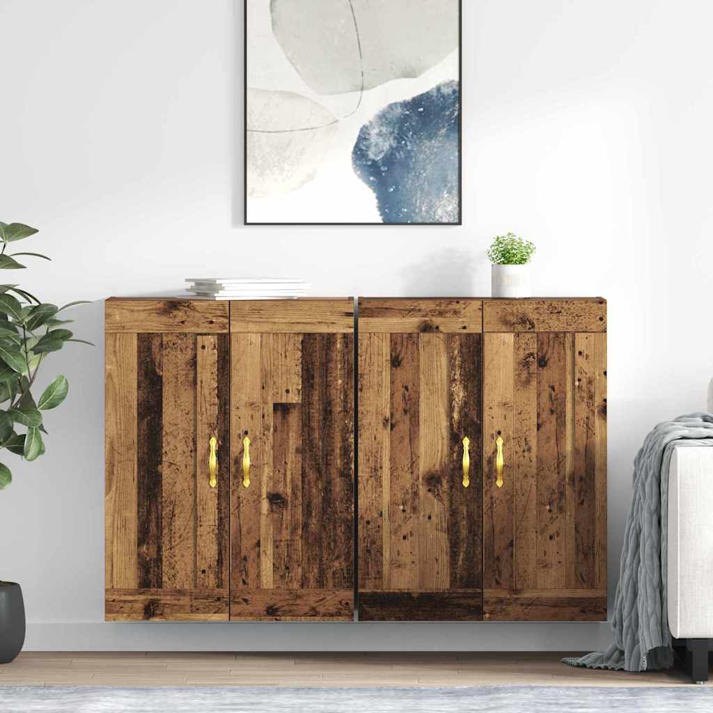Wandkast 2 pcs Oudhout 69,5 x 34 x 90 cm Bewerkt hout is nu te koop bij PeponiXL, paradijselijk wonen!