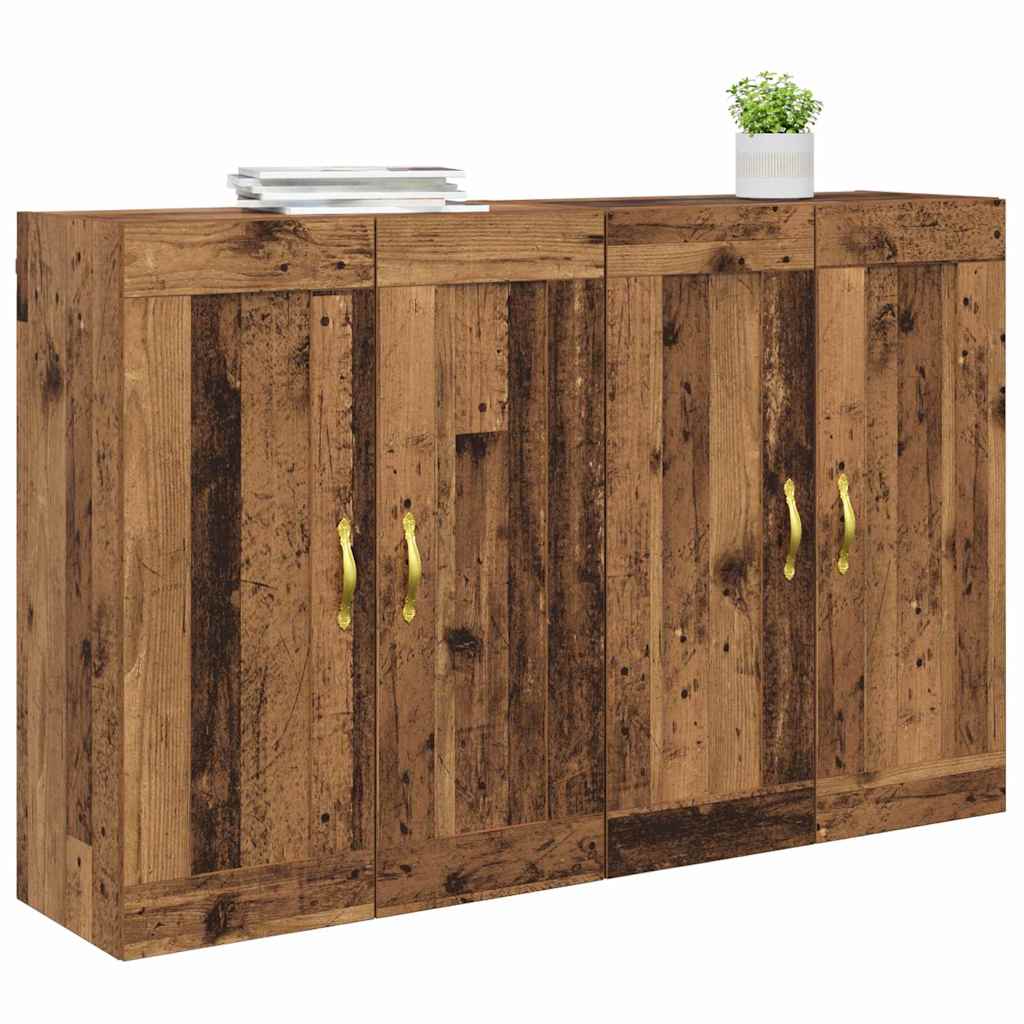 Wandkast 2 pcs Oudhout 69,5 x 34 x 90 cm Bewerkt hout is nu te koop bij PeponiXL, paradijselijk wonen!