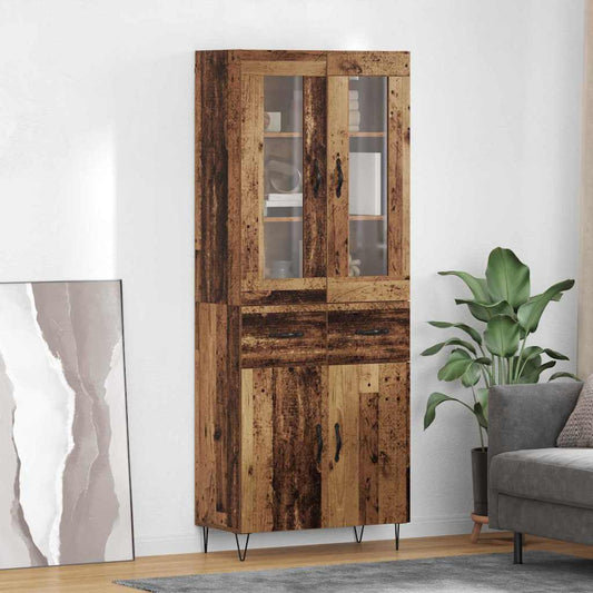 Hoge kast met lade Oud Hout 69,5 x 34 x 90 cm Bewerkt hout is nu te koop bij PeponiXL, paradijselijk wonen!