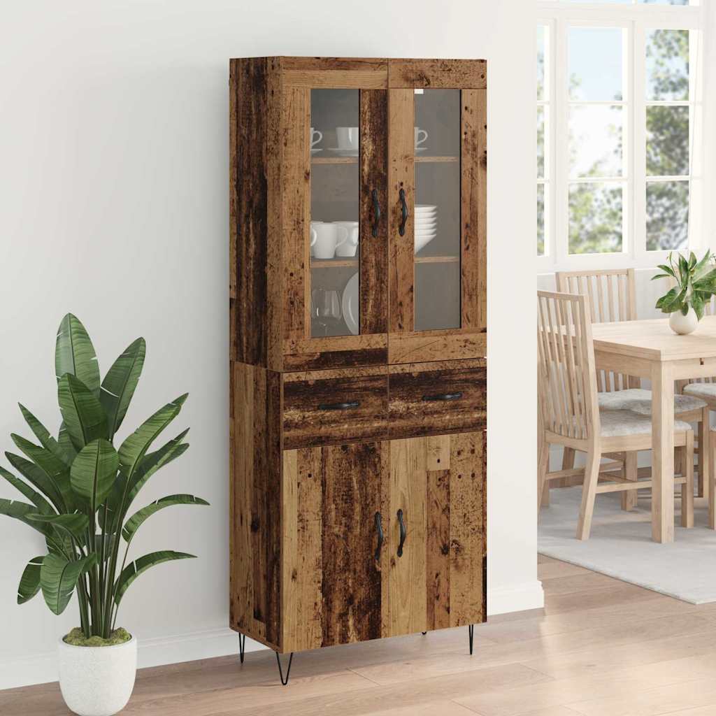 Hoge kast met lade Oud Hout 69,5 x 34 x 90 cm Bewerkt hout is nu te koop bij PeponiXL, paradijselijk wonen!