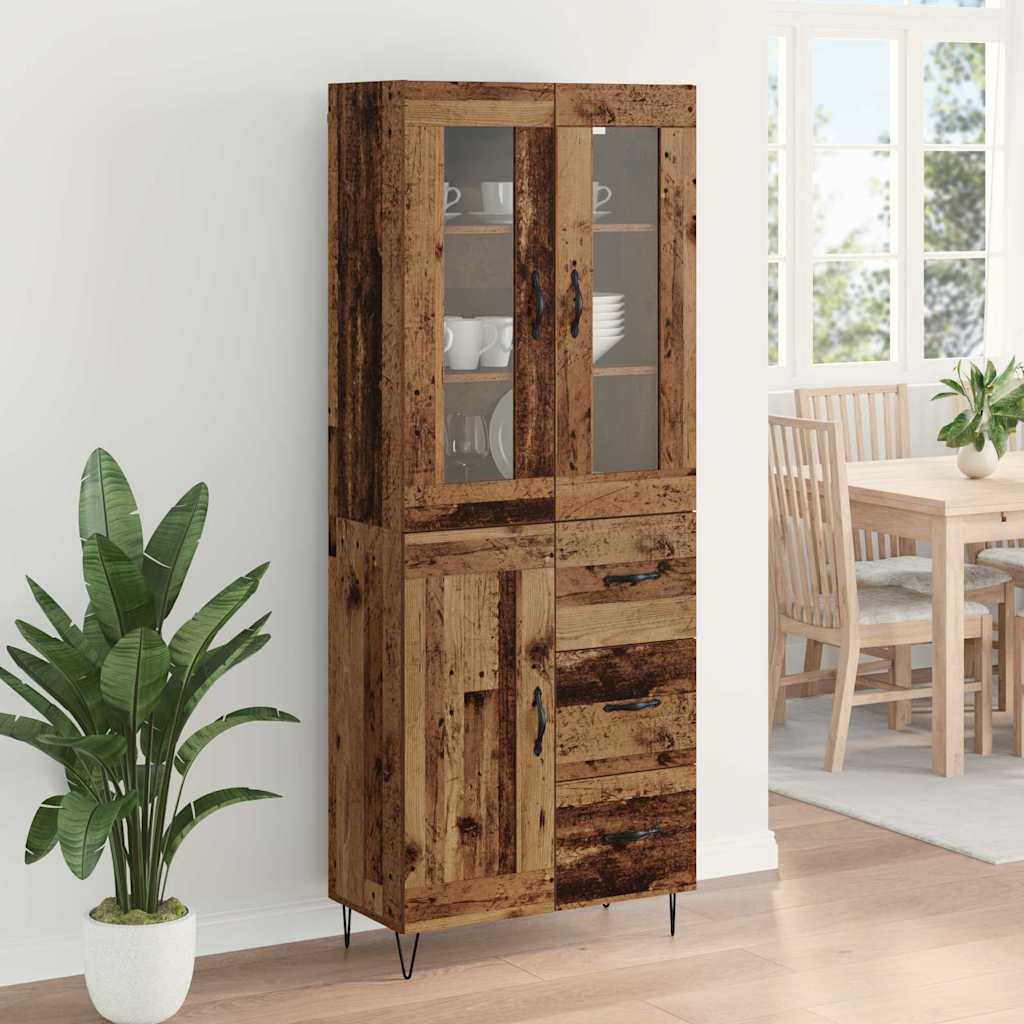 Hoge kast met lade Oud Hout 69,5 x 34 x 90 cm Bewerkt hout is nu te koop bij PeponiXL, paradijselijk wonen!