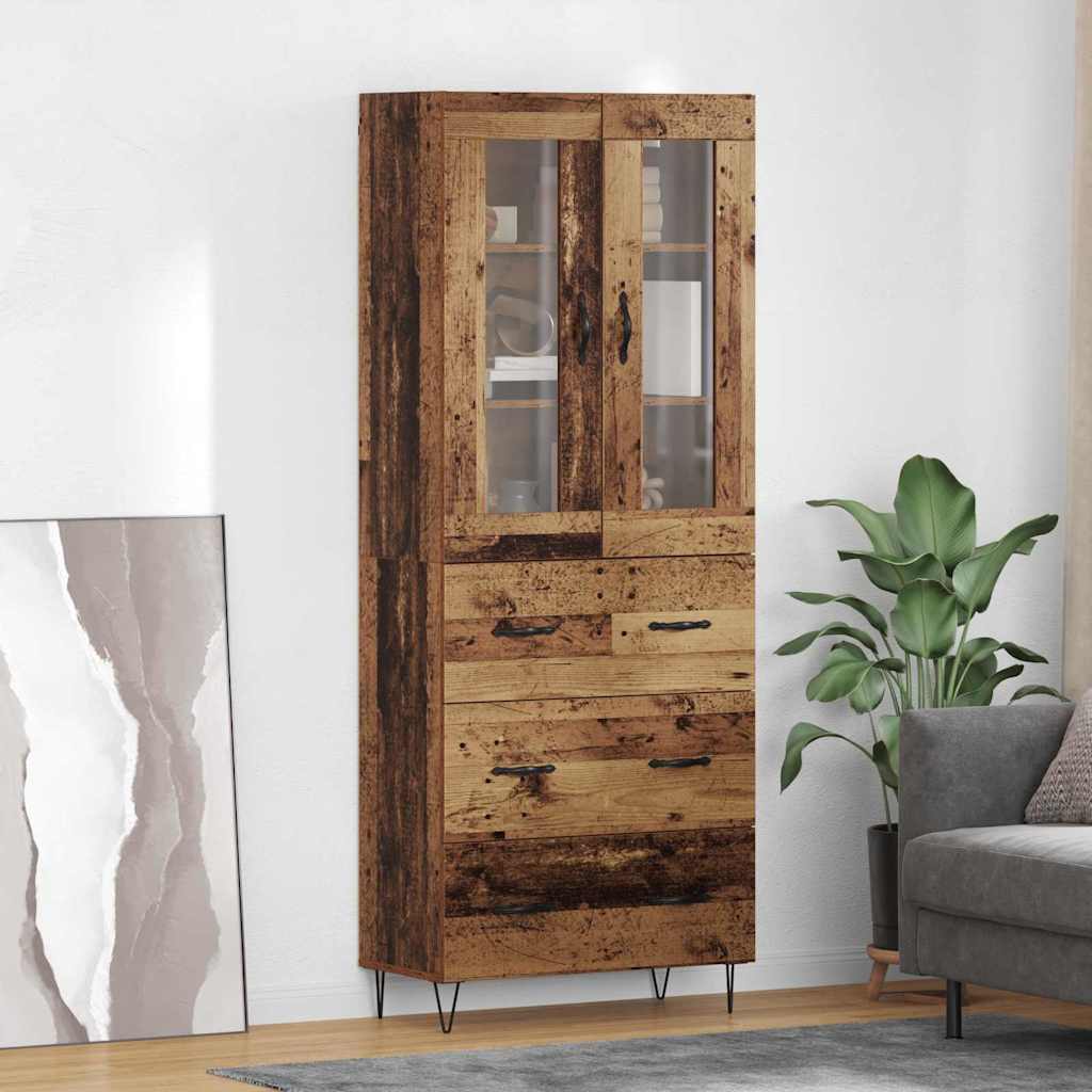Hoge kast met lade Oud Hout 69,5 x 34 x 90 cm Bewerkt hout is nu te koop bij PeponiXL, paradijselijk wonen!