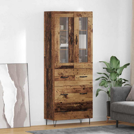Hoge kast met lade Oud Hout 69,5 x 34 x 90 cm Bewerkt hout is nu te koop bij PeponiXL, paradijselijk wonen!