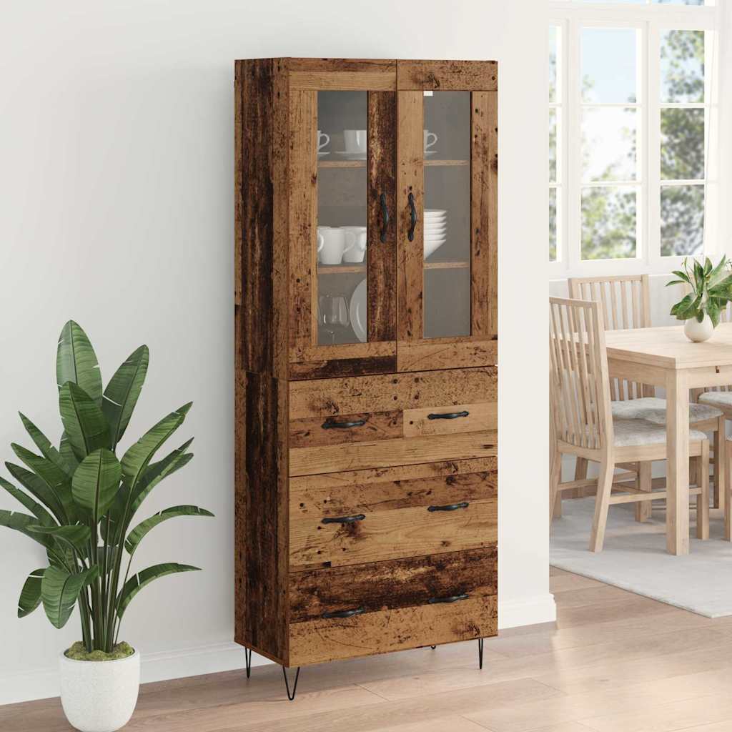 Hoge kast met lade Oud Hout 69,5 x 34 x 90 cm Bewerkt hout is nu te koop bij PeponiXL, paradijselijk wonen!