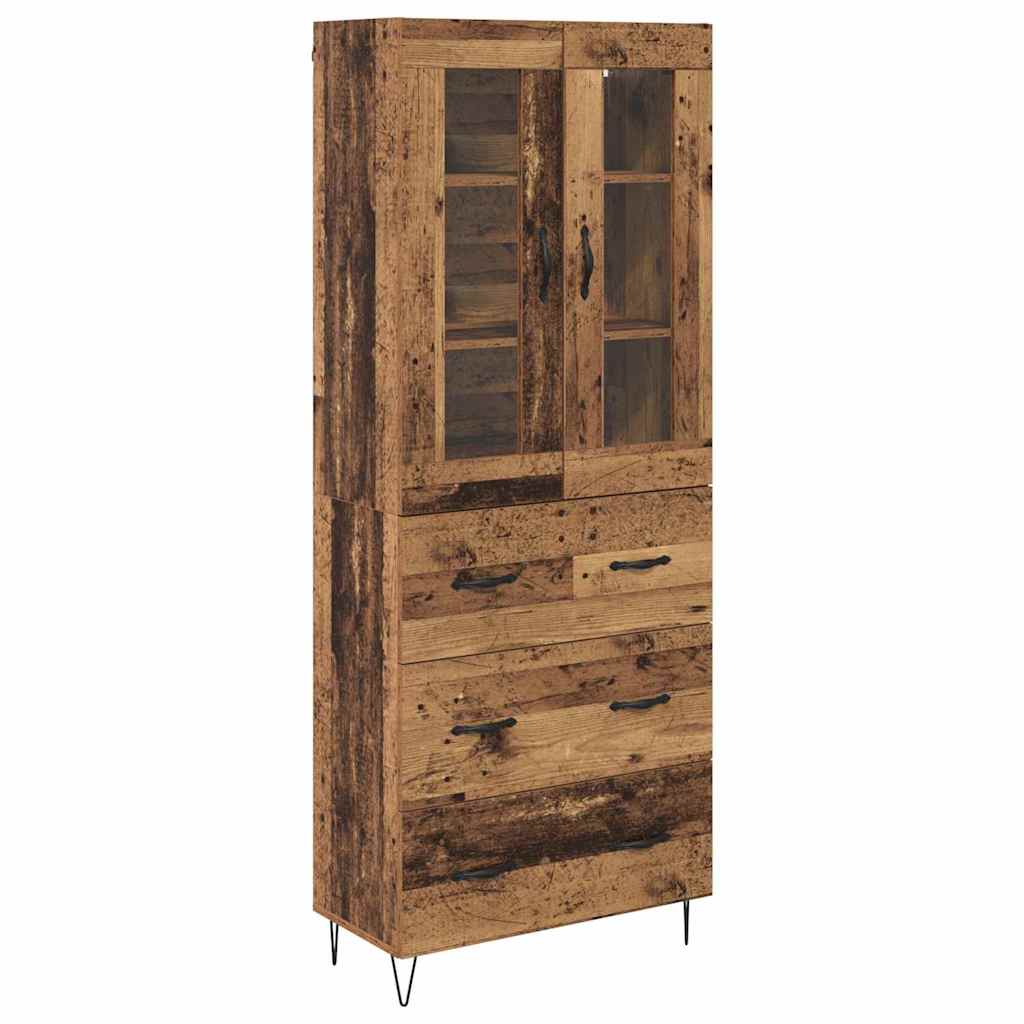 Hoge kast met lade Oud Hout 69,5 x 34 x 90 cm Bewerkt hout is nu te koop bij PeponiXL, paradijselijk wonen!