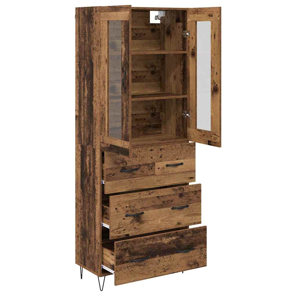 Hoge kast met lade Oud Hout 69,5 x 34 x 90 cm Bewerkt hout is nu te koop bij PeponiXL, paradijselijk wonen!