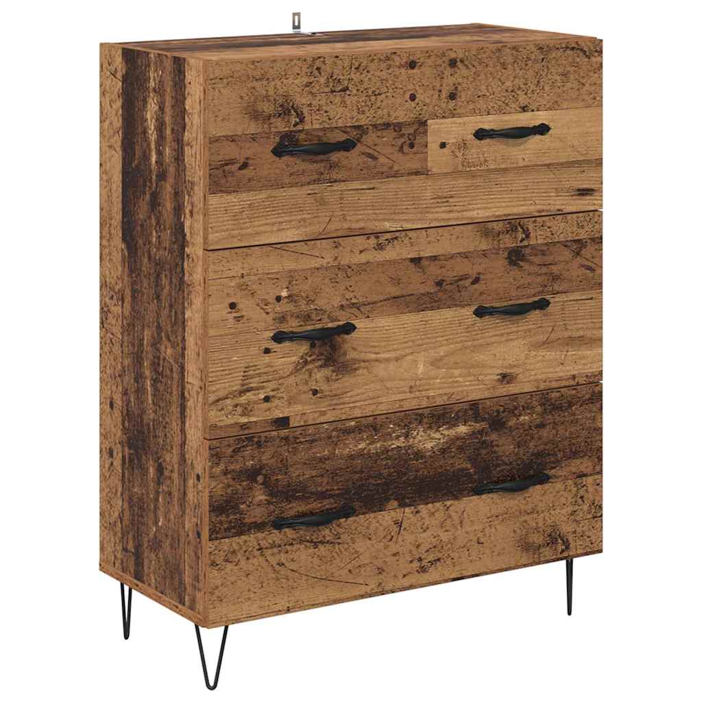 Hoge kast met lade Oud Hout 69,5 x 34 x 90 cm Bewerkt hout is nu te koop bij PeponiXL, paradijselijk wonen!