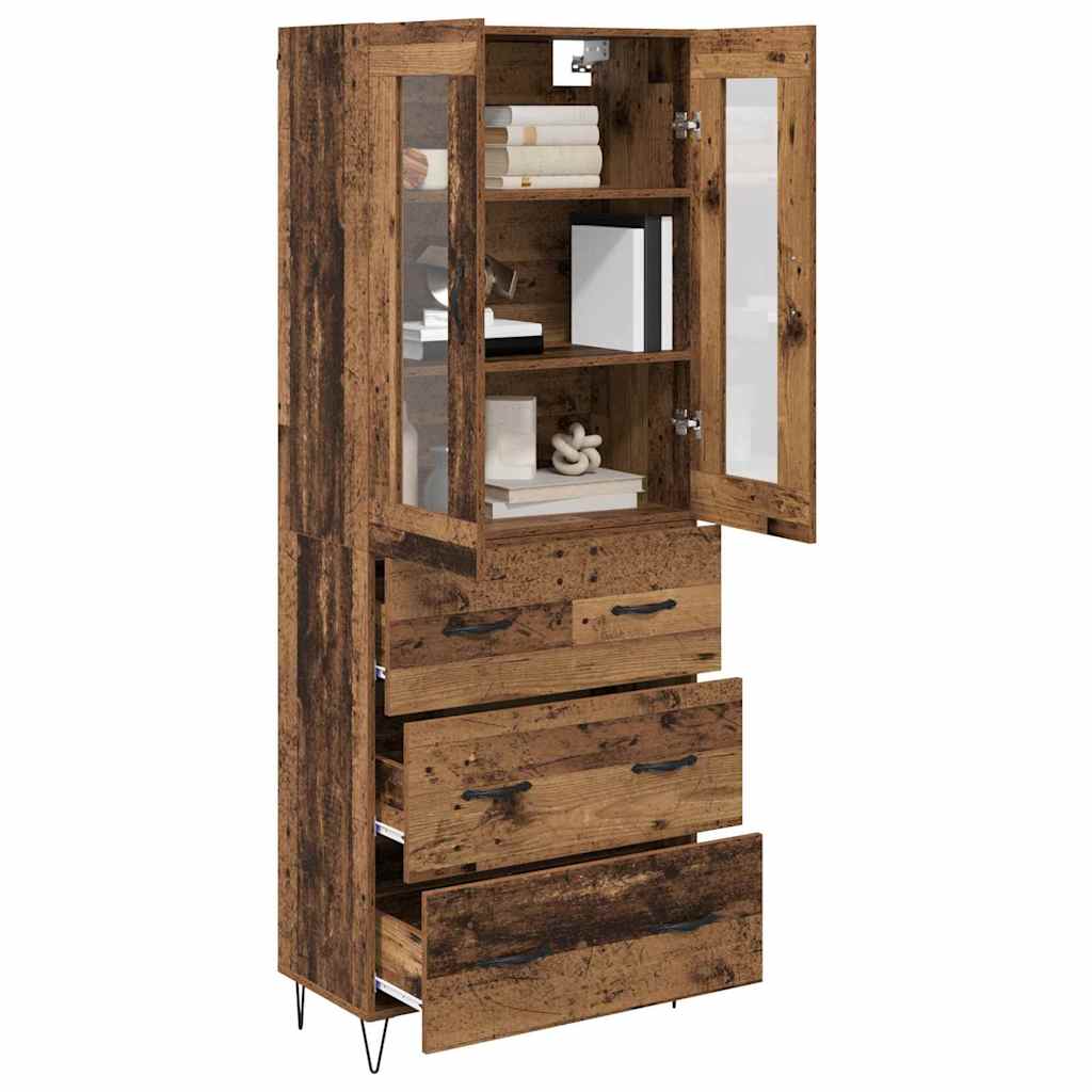 Hoge kast met lade Oud Hout 69,5 x 34 x 90 cm Bewerkt hout is nu te koop bij PeponiXL, paradijselijk wonen!