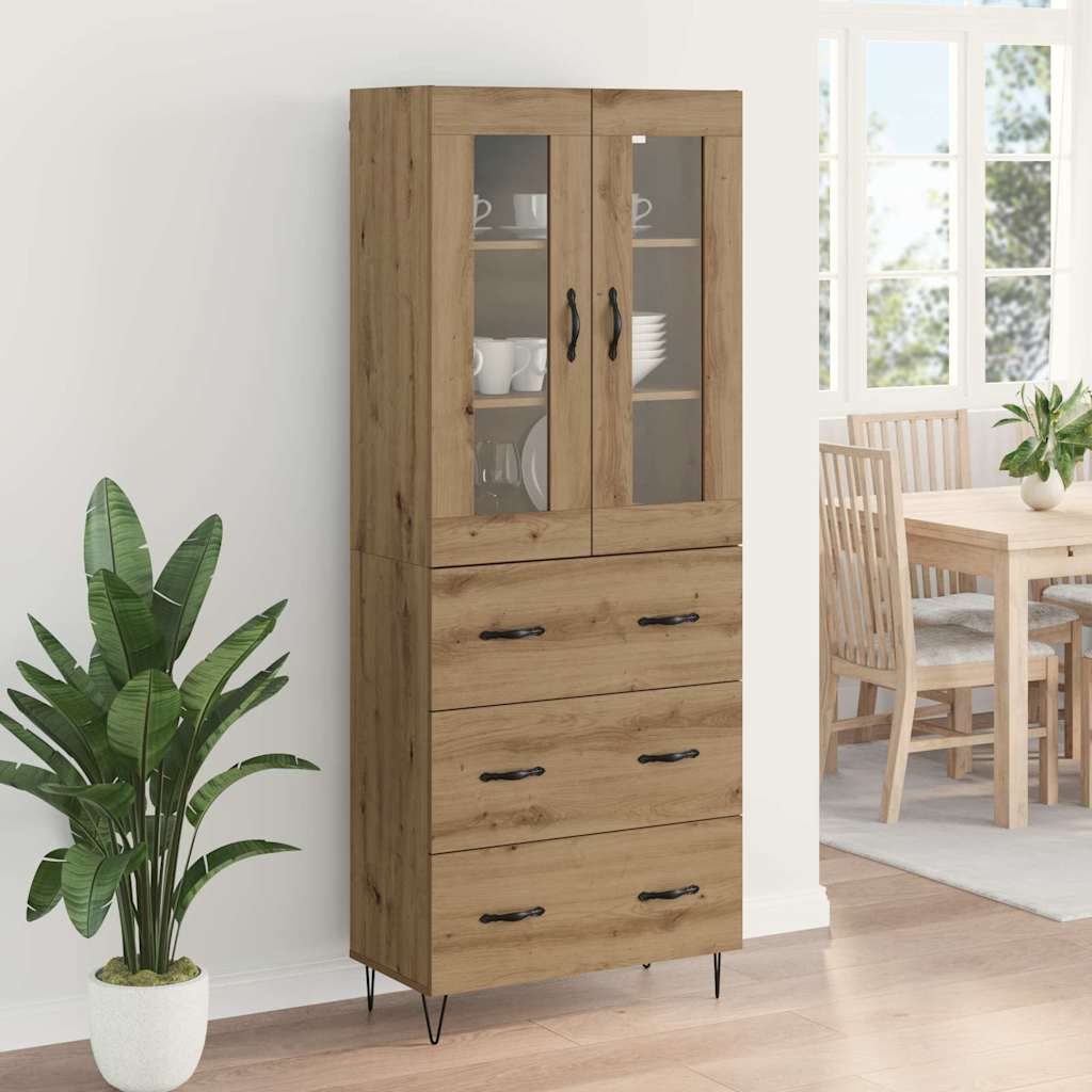 Hoge kast met lade Artisan Eiken 69,5 x 34 x 90 cm Bewerkt hout is nu te koop bij PeponiXL, paradijselijk wonen!