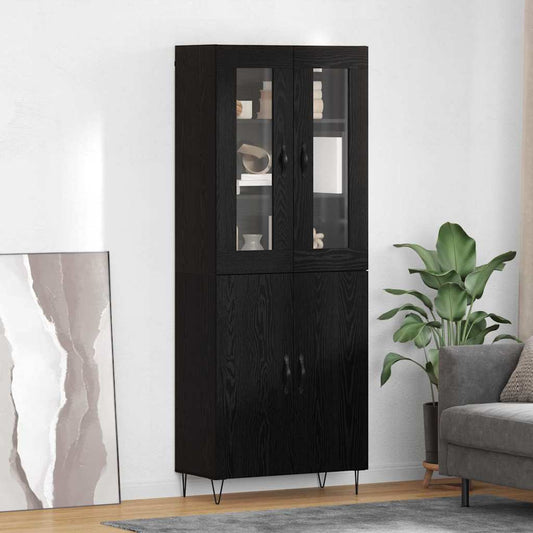 Hoge kast Wit en Zwart Eiken 69,5 x 34 x 180 cm Bewerkt hout is nu te koop bij PeponiXL, paradijselijk wonen!