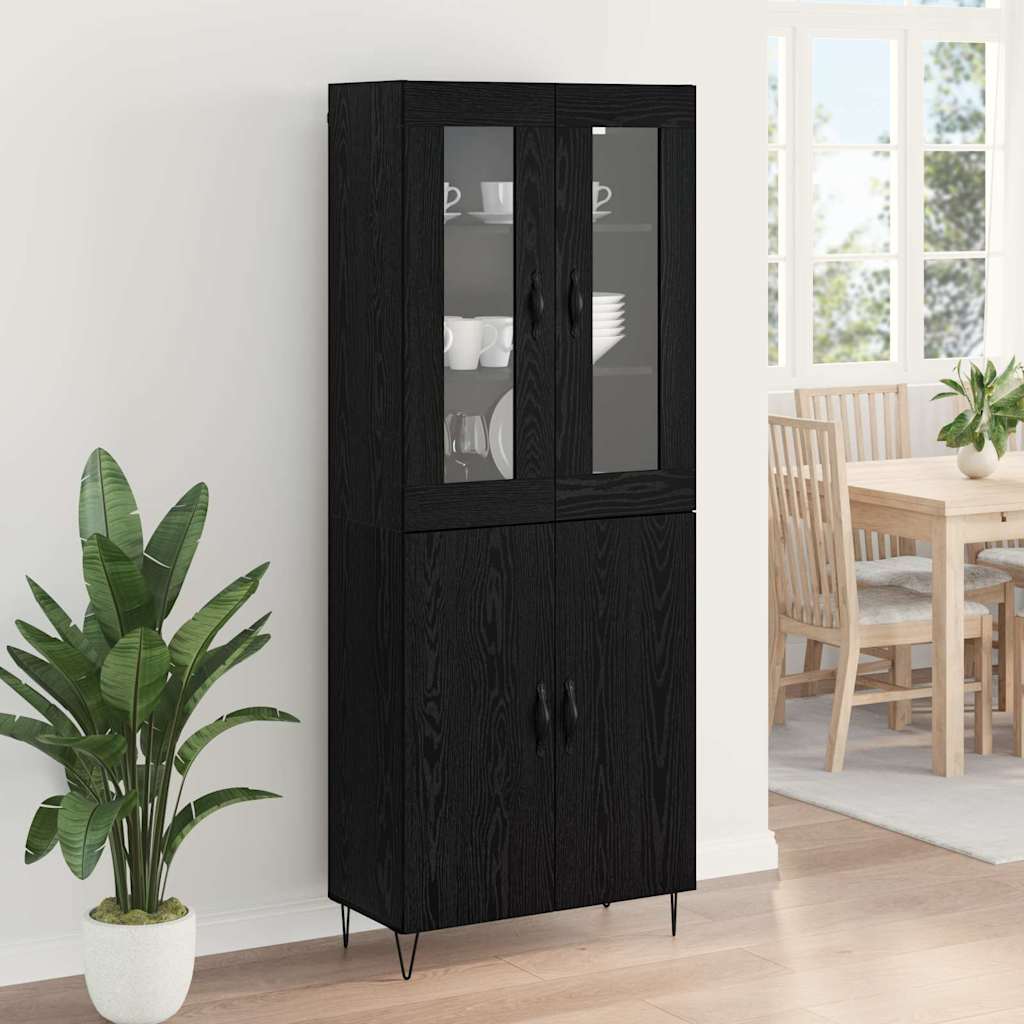 Hoge kast Wit en Zwart Eiken 69,5 x 34 x 180 cm Bewerkt hout is nu te koop bij PeponiXL, paradijselijk wonen!