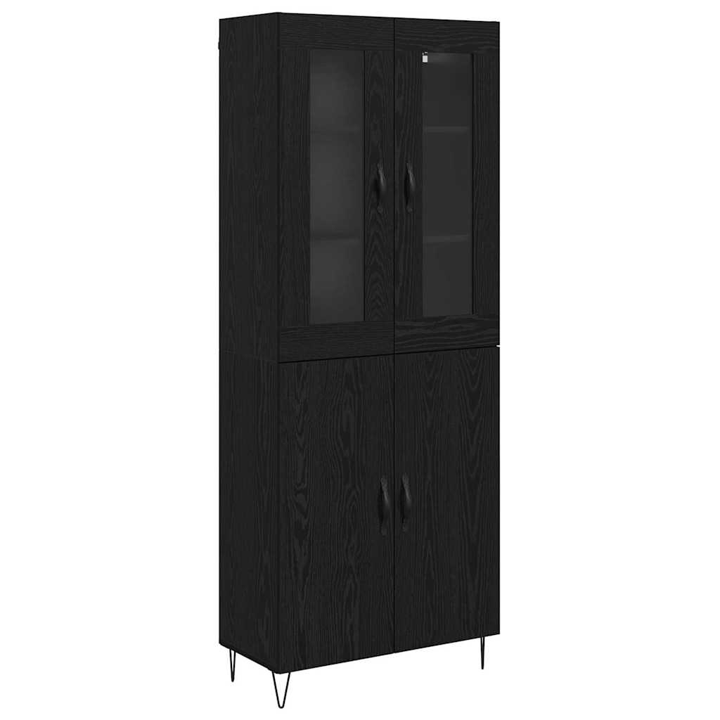 Hoge kast Wit en Zwart Eiken 69,5 x 34 x 180 cm Bewerkt hout is nu te koop bij PeponiXL, paradijselijk wonen!