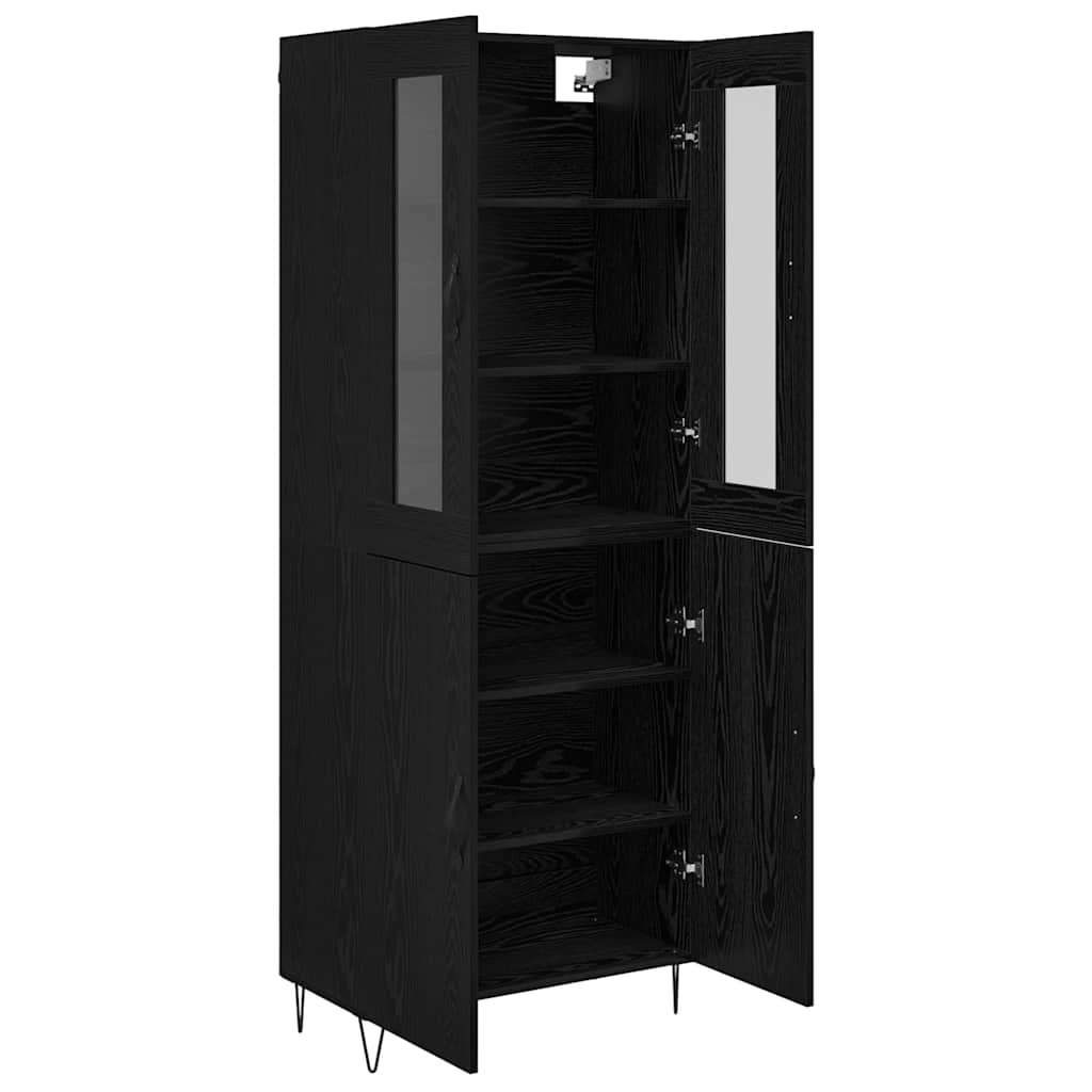 Hoge kast Wit en Zwart Eiken 69,5 x 34 x 180 cm Bewerkt hout is nu te koop bij PeponiXL, paradijselijk wonen!