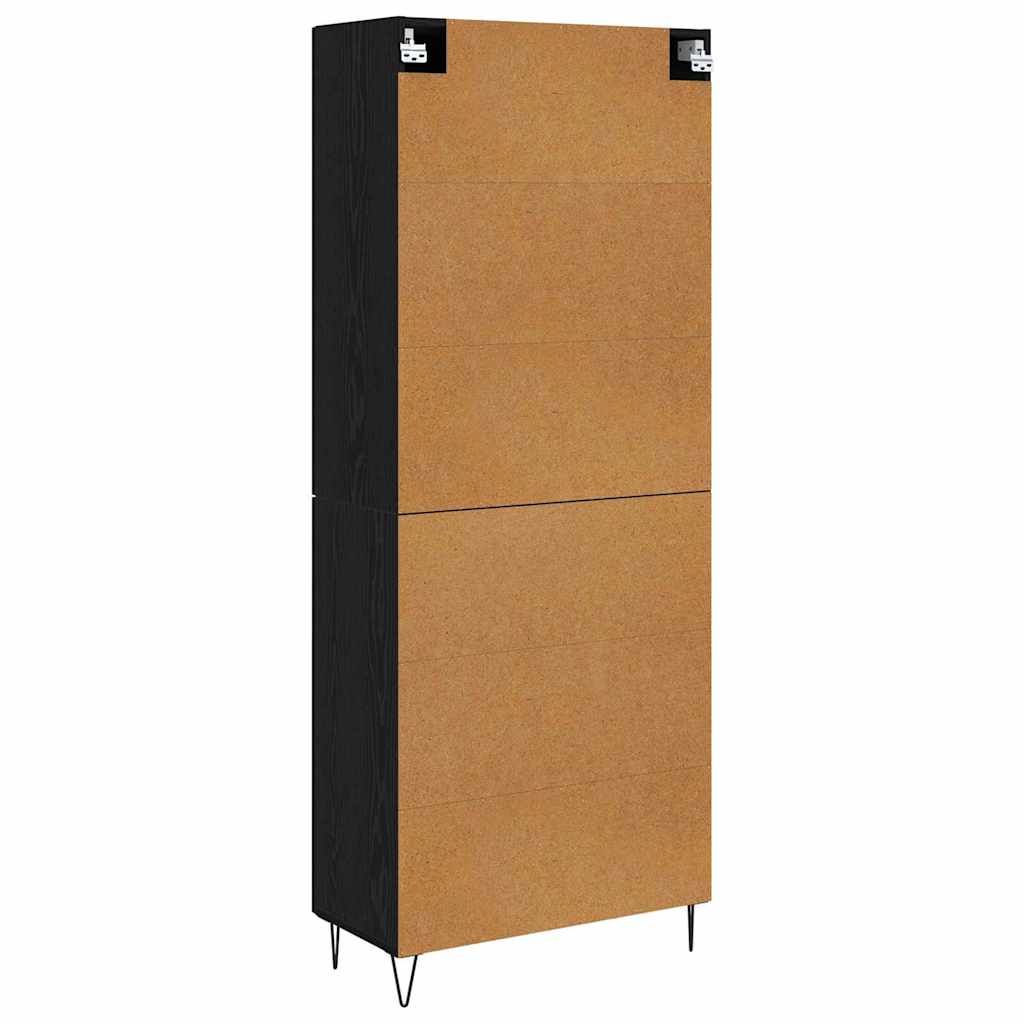 Hoge kast Wit en Zwart Eiken 69,5 x 34 x 180 cm Bewerkt hout is nu te koop bij PeponiXL, paradijselijk wonen!