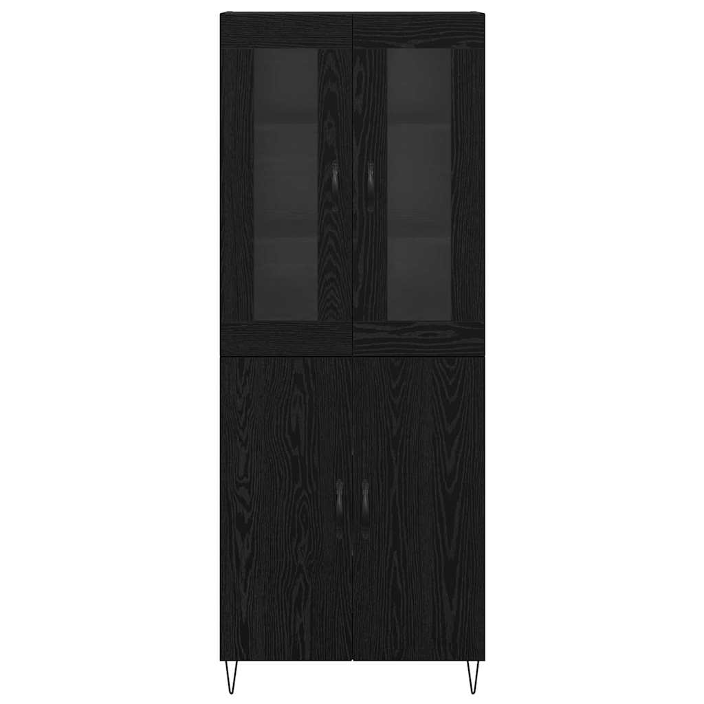 Hoge kast Wit en Zwart Eiken 69,5 x 34 x 180 cm Bewerkt hout is nu te koop bij PeponiXL, paradijselijk wonen!