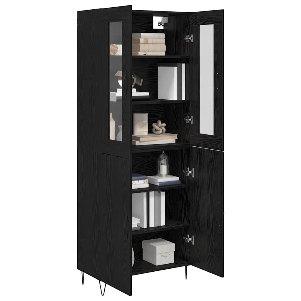 Hoge kast Wit en Zwart Eiken 69,5 x 34 x 180 cm Bewerkt hout is nu te koop bij PeponiXL, paradijselijk wonen!