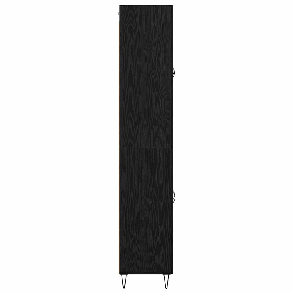 Hoge kast Wit en Zwart Eiken 69,5 x 34 x 180 cm Bewerkt hout is nu te koop bij PeponiXL, paradijselijk wonen!