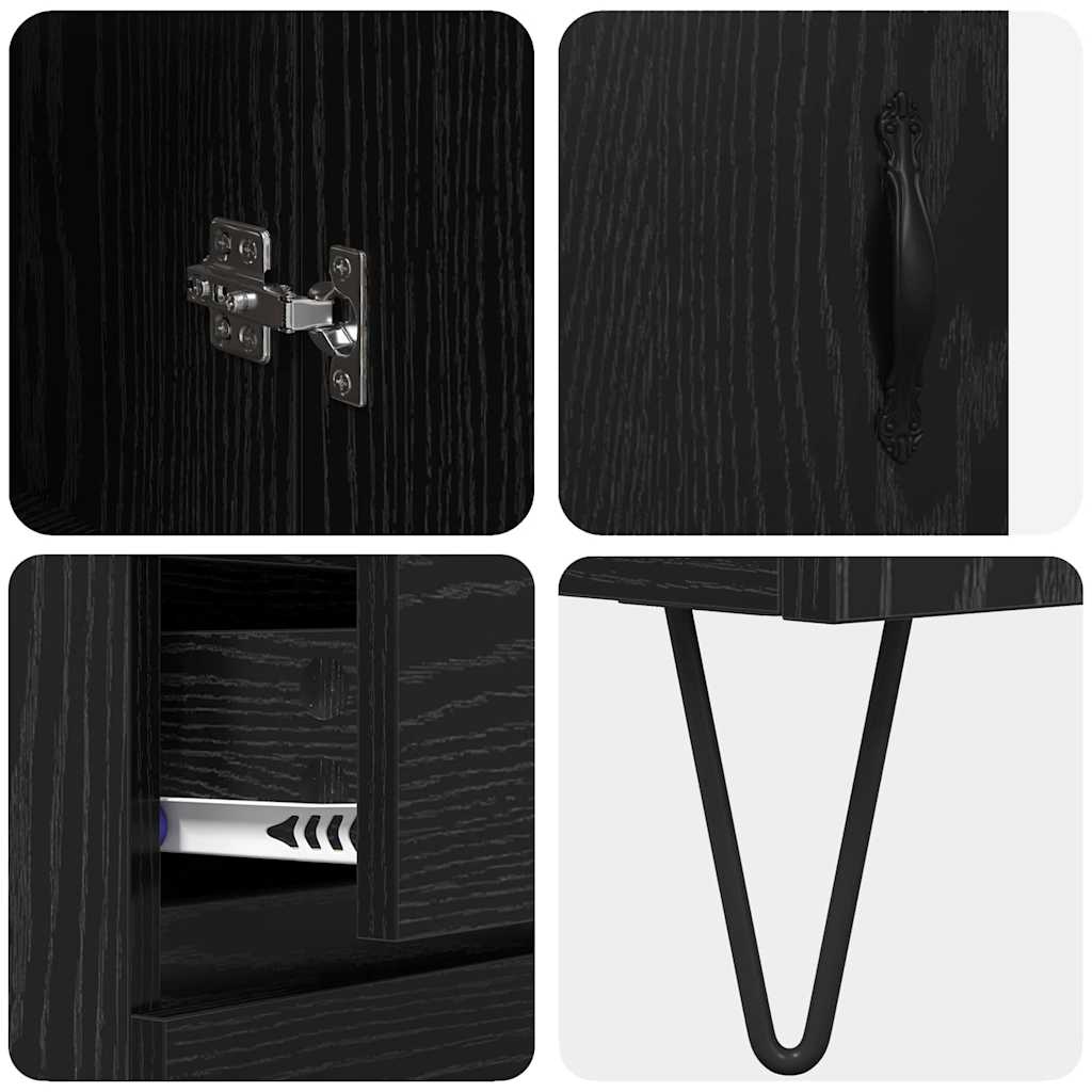 Hoge kast met lade Zwart Eiken 69,5 x 34 x 90 cm Bewerkt hout is nu te koop bij PeponiXL, paradijselijk wonen!