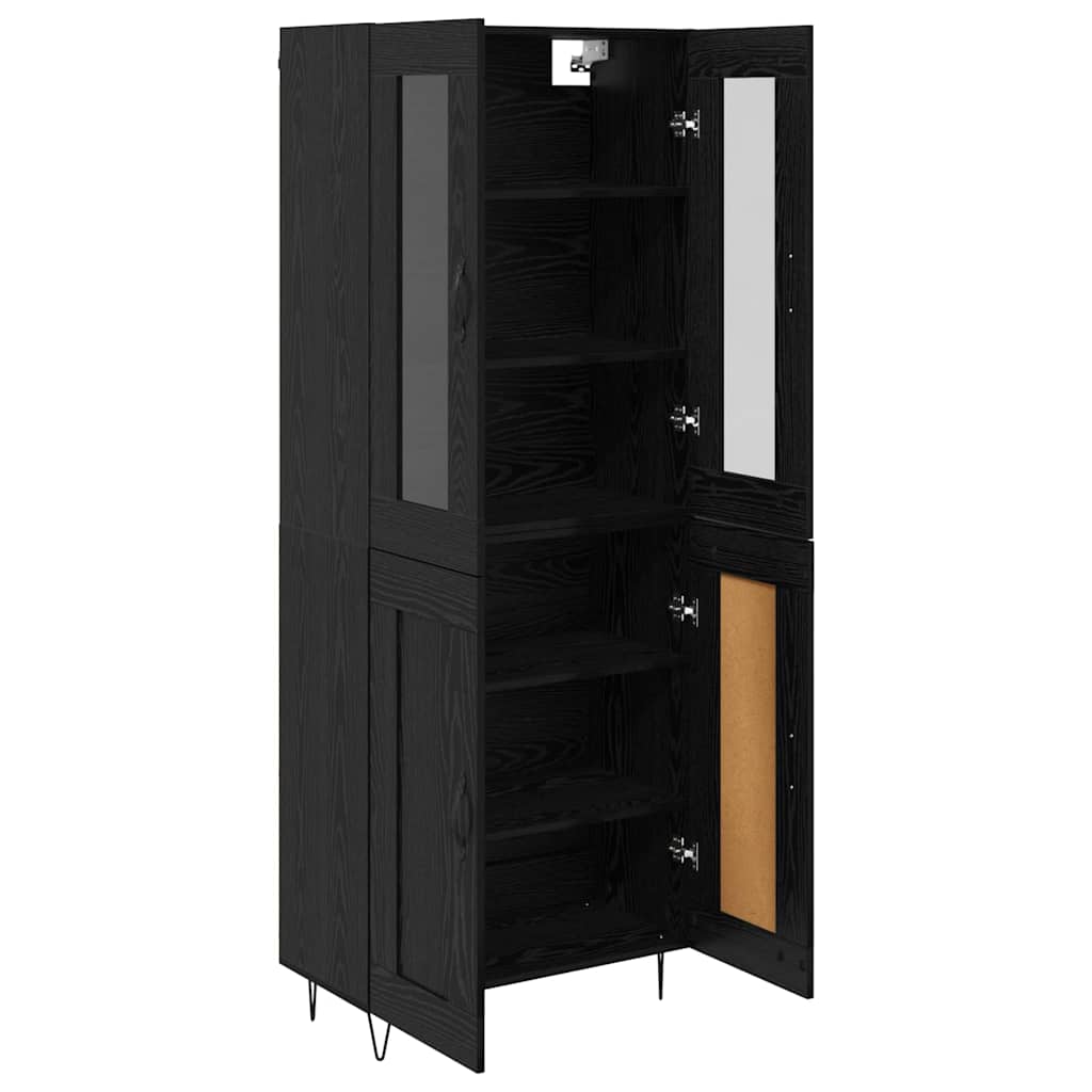 Hoge kast Zwart Eiken 69,5 x 34 x 90 cm Bewerkt hout is nu te koop bij PeponiXL, paradijselijk wonen!
