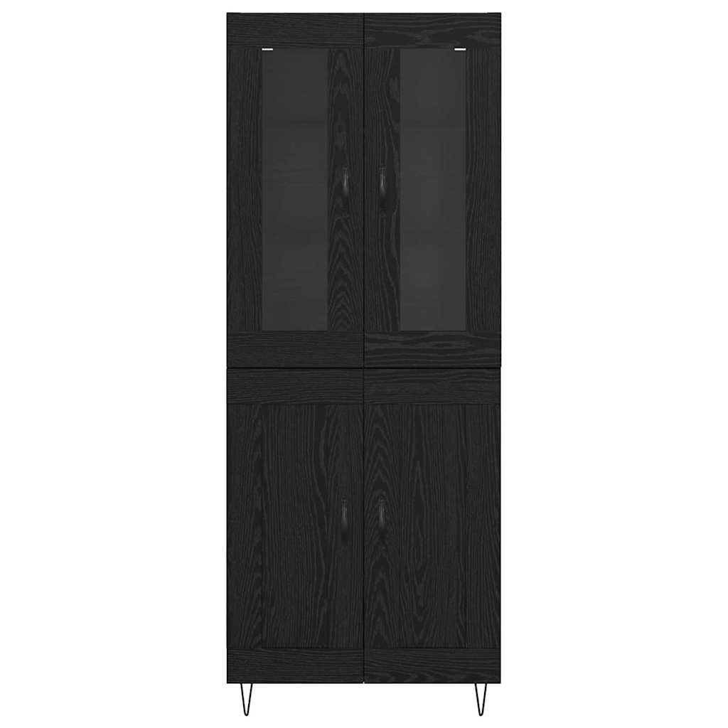 Hoge kast Zwart Eiken 69,5 x 34 x 90 cm Bewerkt hout is nu te koop bij PeponiXL, paradijselijk wonen!